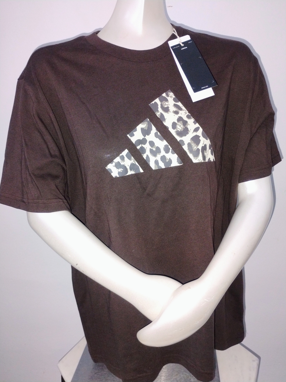Adidas Animal Graphic T-Shirt Animal Print Women's Brown T-Shirt Large NWT